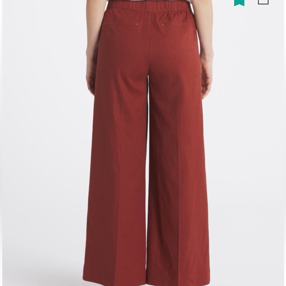 Democracy rust linen-blend patch pocket crop palazzo pants, XL - Picture 4 of 12